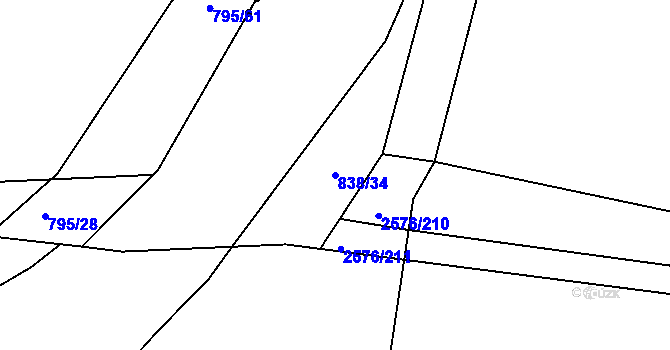 Parcela st. 838/34 v KÚ Třemošná, Katastrální mapa