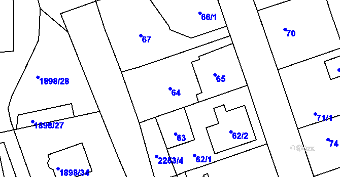 Parcela st. 64 v KÚ Třemošná, Katastrální mapa