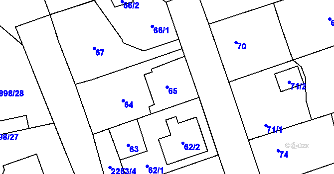 Parcela st. 65 v KÚ Třemošná, Katastrální mapa