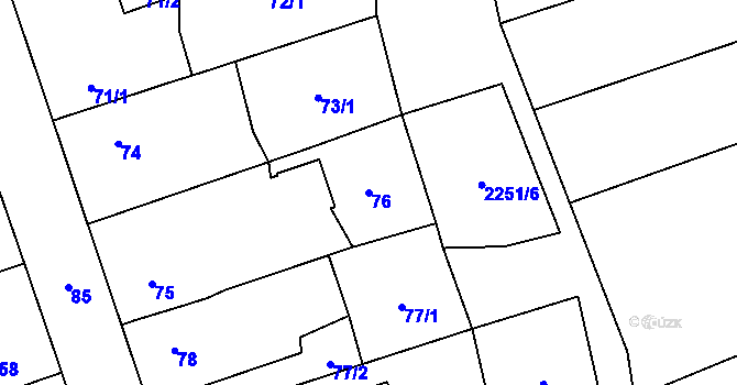 Parcela st. 76 v KÚ Třemošná, Katastrální mapa