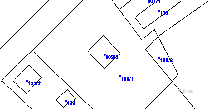 Parcela st. 109/3 v KÚ Třemošná, Katastrální mapa