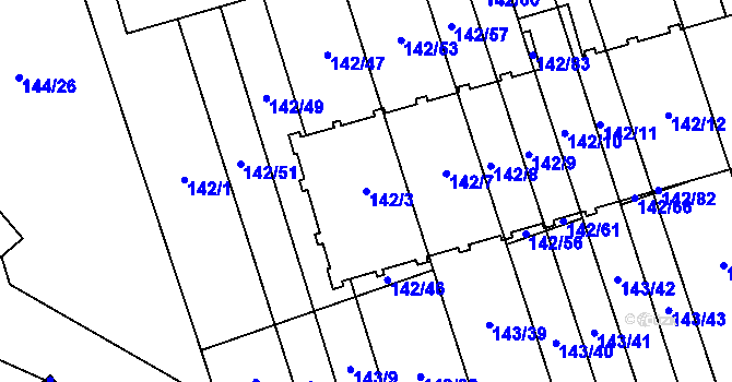 Parcela st. 142/3 v KÚ Třemošná, Katastrální mapa