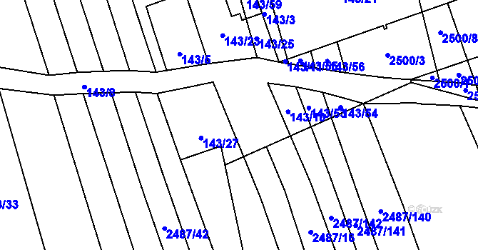 Parcela st. 143/1 v KÚ Třemošná, Katastrální mapa