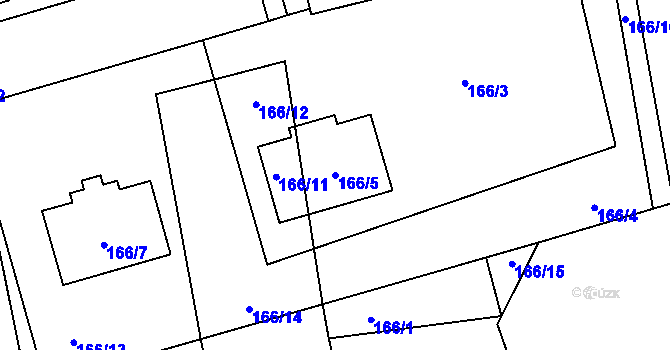 Parcela st. 166/5 v KÚ Třemošná, Katastrální mapa