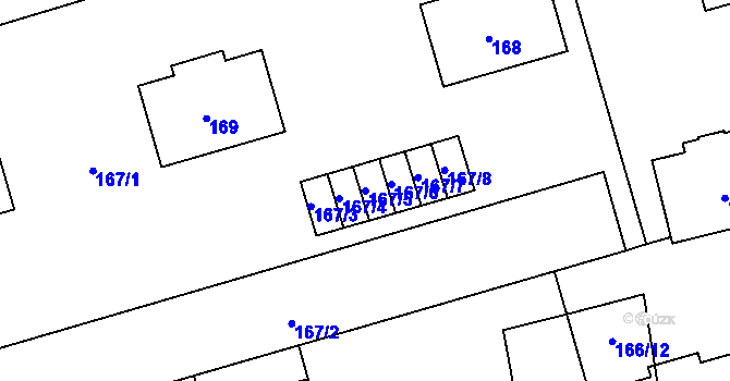 Parcela st. 167/5 v KÚ Třemošná, Katastrální mapa