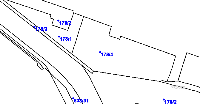 Parcela st. 178/4 v KÚ Třemošná, Katastrální mapa