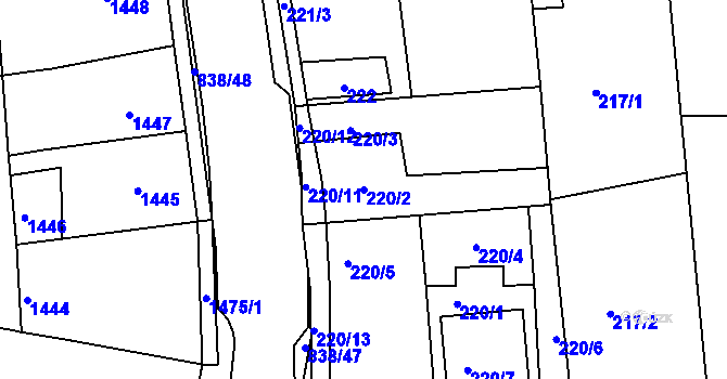 Parcela st. 220/2 v KÚ Třemošná, Katastrální mapa