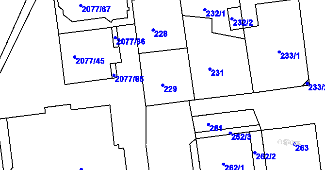 Parcela st. 229 v KÚ Třemošná, Katastrální mapa