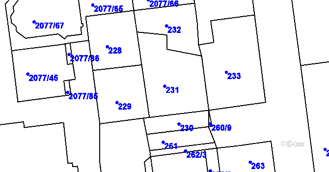 Parcela st. 231 v KÚ Třemošná, Katastrální mapa