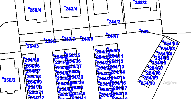 Parcela st. 254/21 v KÚ Třemošná, Katastrální mapa