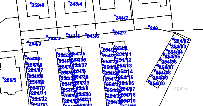 Parcela st. 254/22 v KÚ Třemošná, Katastrální mapa