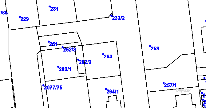 Parcela st. 263 v KÚ Třemošná, Katastrální mapa