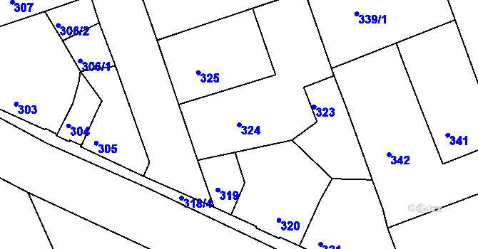 Parcela st. 324 v KÚ Třemošná, Katastrální mapa