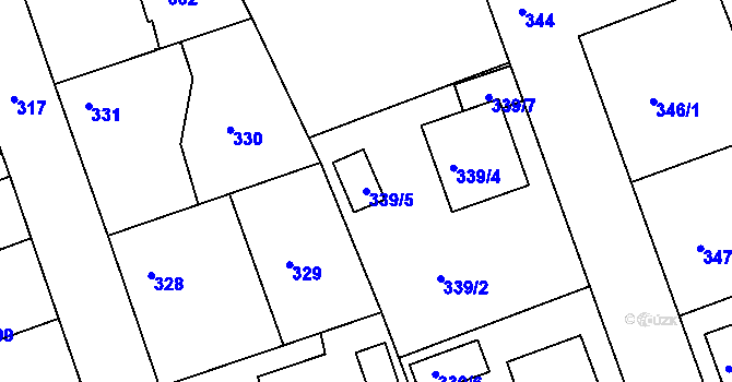Parcela st. 339/5 v KÚ Třemošná, Katastrální mapa