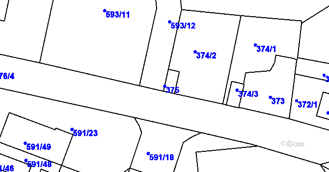 Parcela st. 375 v KÚ Třemošná, Katastrální mapa