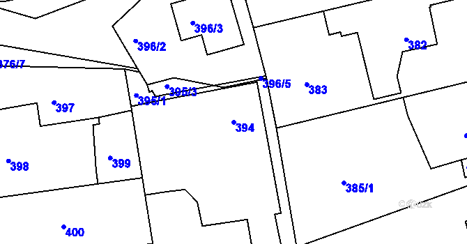 Parcela st. 394 v KÚ Třemošná, Katastrální mapa