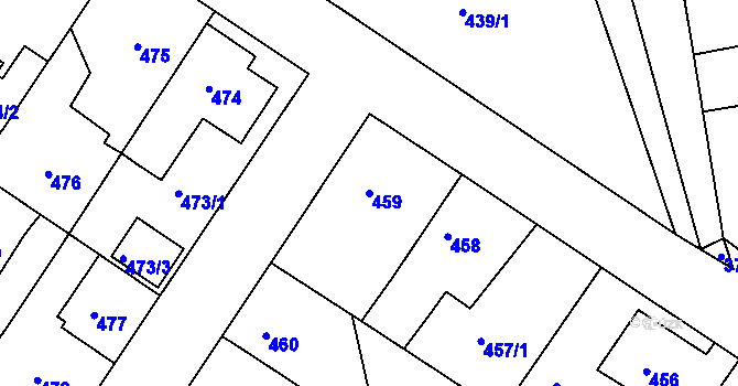 Parcela st. 459 v KÚ Třemošná, Katastrální mapa