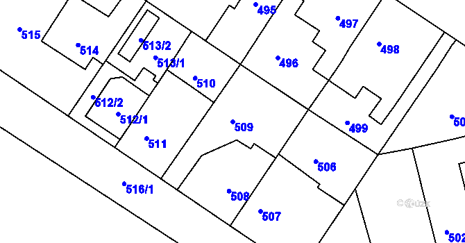 Parcela st. 509 v KÚ Třemošná, Katastrální mapa