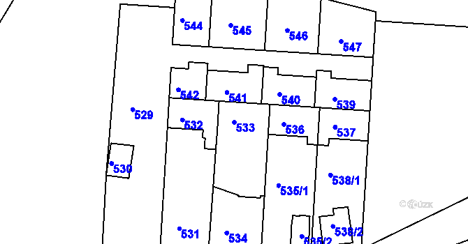 Parcela st. 533 v KÚ Třemošná, Katastrální mapa