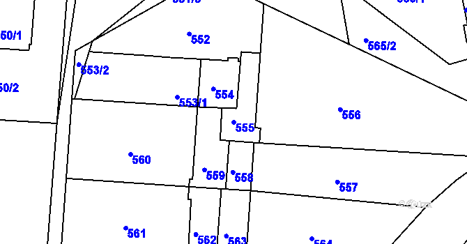 Parcela st. 555 v KÚ Třemošná, Katastrální mapa