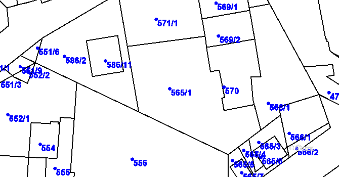 Parcela st. 565/1 v KÚ Třemošná, Katastrální mapa