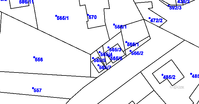 Parcela st. 565/4 v KÚ Třemošná, Katastrální mapa