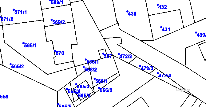 Parcela st. 567 v KÚ Třemošná, Katastrální mapa