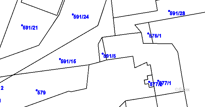 Parcela st. 591/5 v KÚ Třemošná, Katastrální mapa