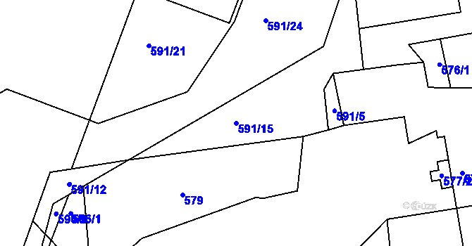 Parcela st. 591/15 v KÚ Třemošná, Katastrální mapa