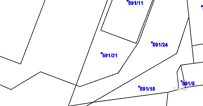 Parcela st. 591/21 v KÚ Třemošná, Katastrální mapa