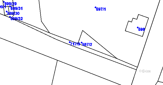 Parcela st. 597/2 v KÚ Třemošná, Katastrální mapa