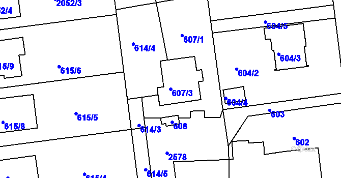 Parcela st. 607/3 v KÚ Třemošná, Katastrální mapa