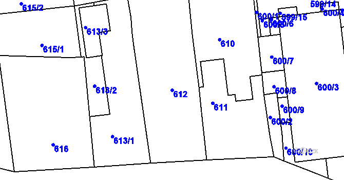 Parcela st. 612 v KÚ Třemošná, Katastrální mapa