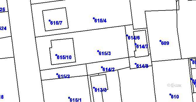 Parcela st. 615/3 v KÚ Třemošná, Katastrální mapa