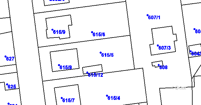 Parcela st. 615/5 v KÚ Třemošná, Katastrální mapa