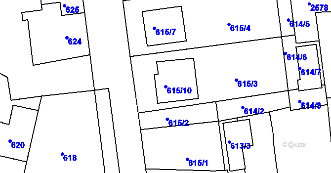 Parcela st. 615/10 v KÚ Třemošná, Katastrální mapa