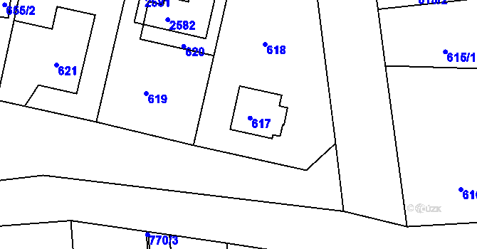 Parcela st. 617 v KÚ Třemošná, Katastrální mapa