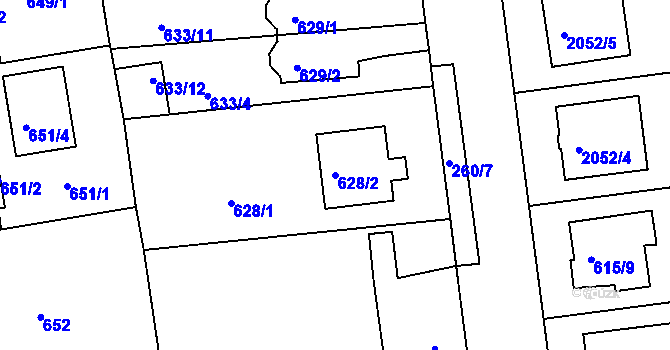 Parcela st. 628/2 v KÚ Třemošná, Katastrální mapa