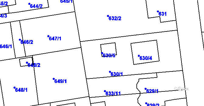 Parcela st. 630/5 v KÚ Třemošná, Katastrální mapa