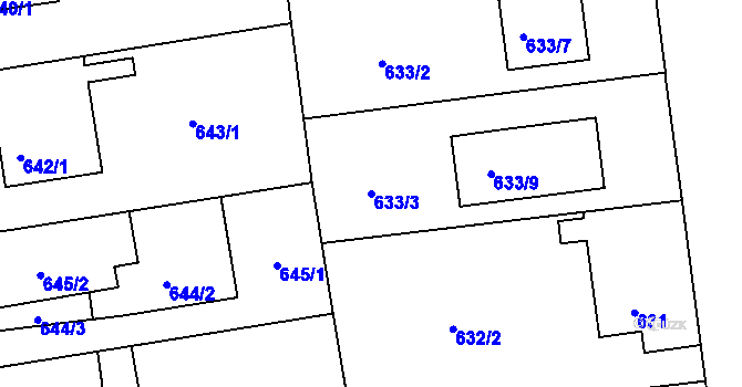 Parcela st. 633/3 v KÚ Třemošná, Katastrální mapa