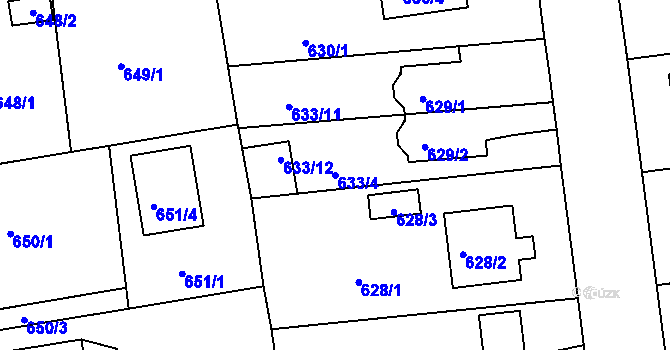 Parcela st. 633/4 v KÚ Třemošná, Katastrální mapa