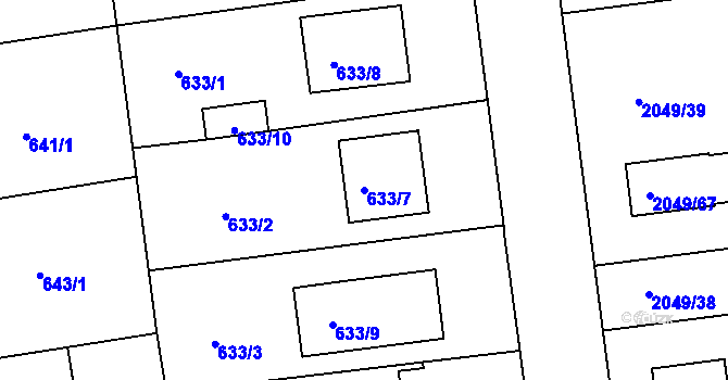 Parcela st. 633/7 v KÚ Třemošná, Katastrální mapa