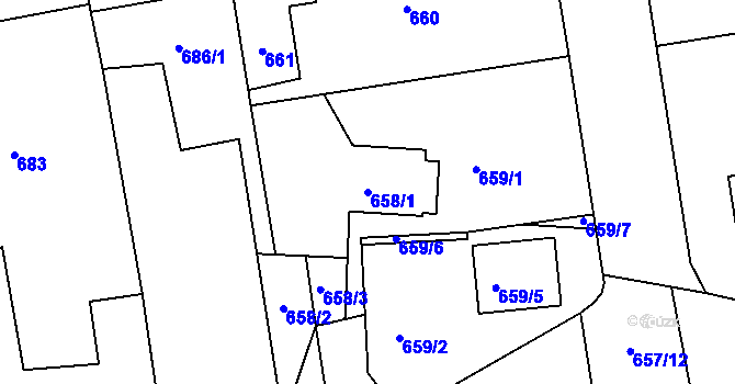 Parcela st. 658/1 v KÚ Třemošná, Katastrální mapa
