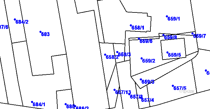 Parcela st. 658/2 v KÚ Třemošná, Katastrální mapa