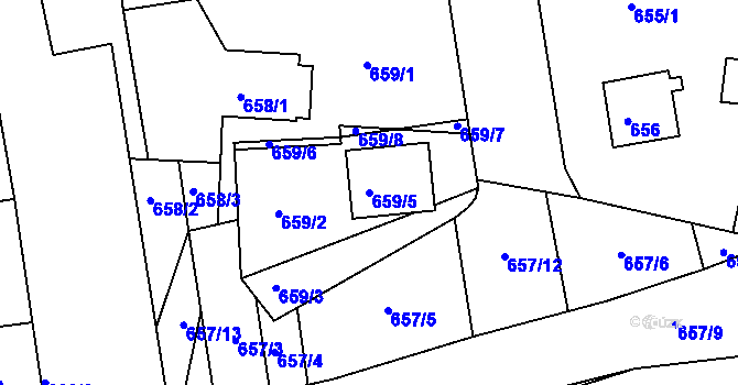 Parcela st. 659/5 v KÚ Třemošná, Katastrální mapa