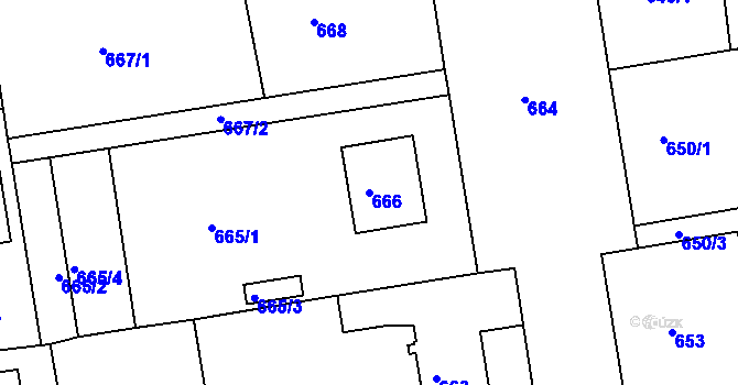 Parcela st. 666 v KÚ Třemošná, Katastrální mapa