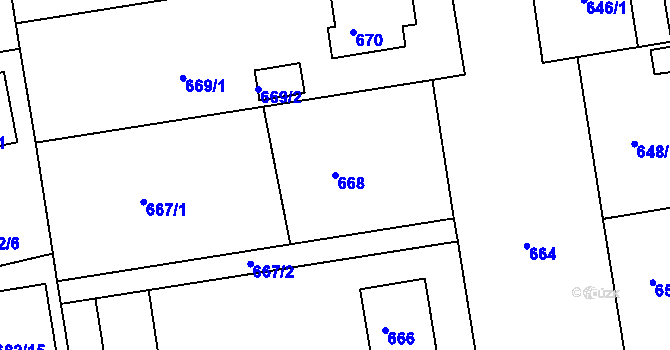 Parcela st. 668 v KÚ Třemošná, Katastrální mapa