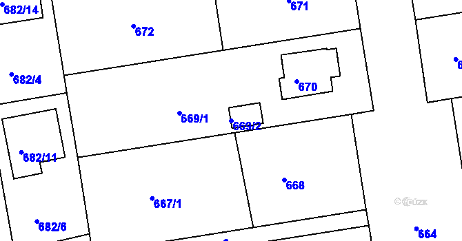 Parcela st. 669/2 v KÚ Třemošná, Katastrální mapa