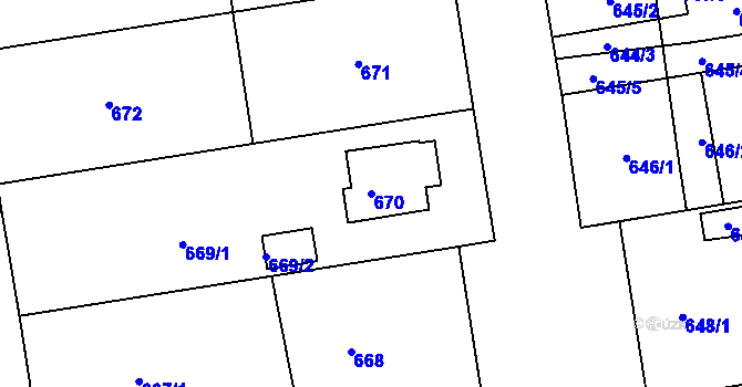 Parcela st. 670 v KÚ Třemošná, Katastrální mapa