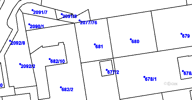 Parcela st. 681 v KÚ Třemošná, Katastrální mapa